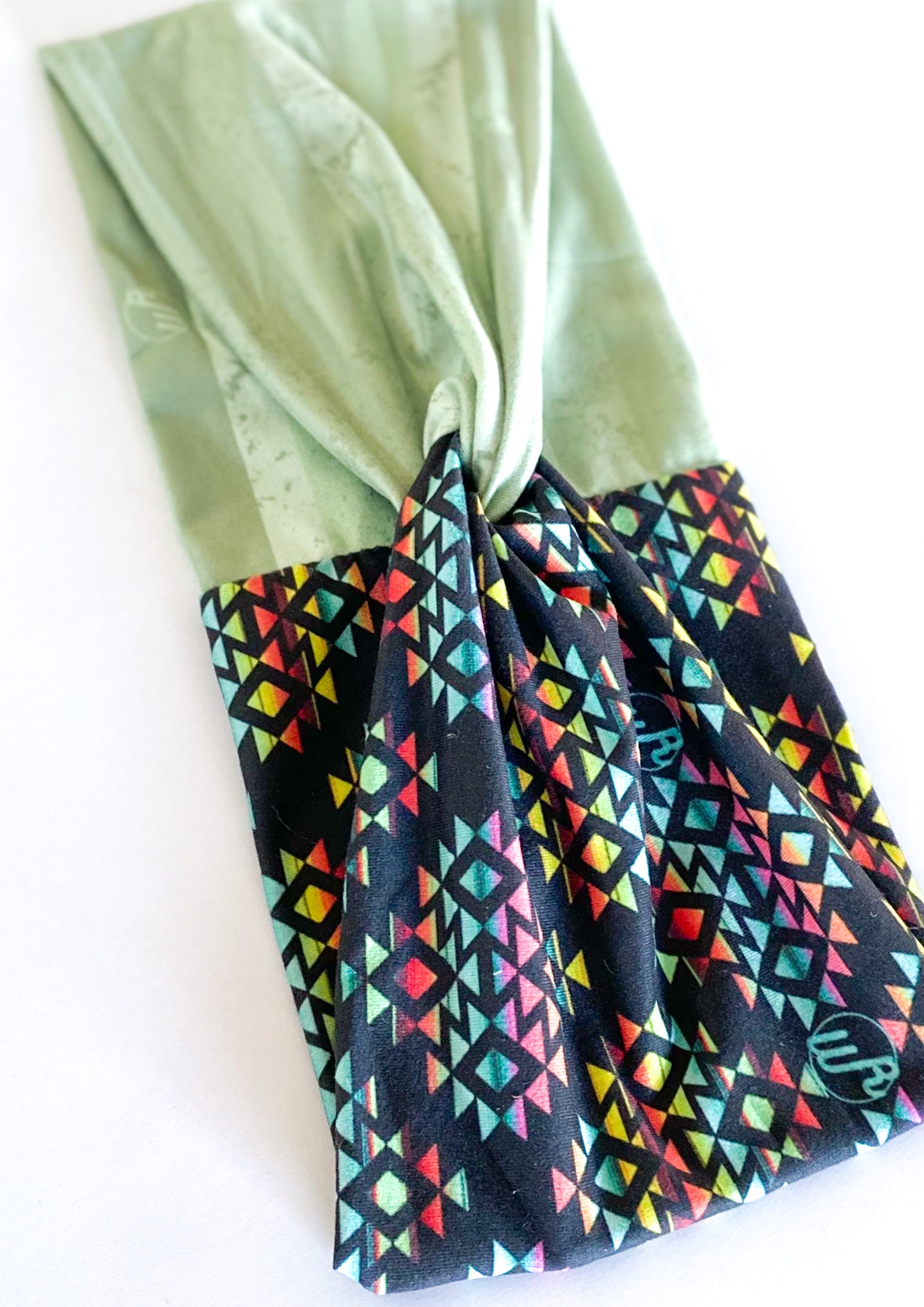 Sunrise Sunset Aztec/ Solid Sage Stripes