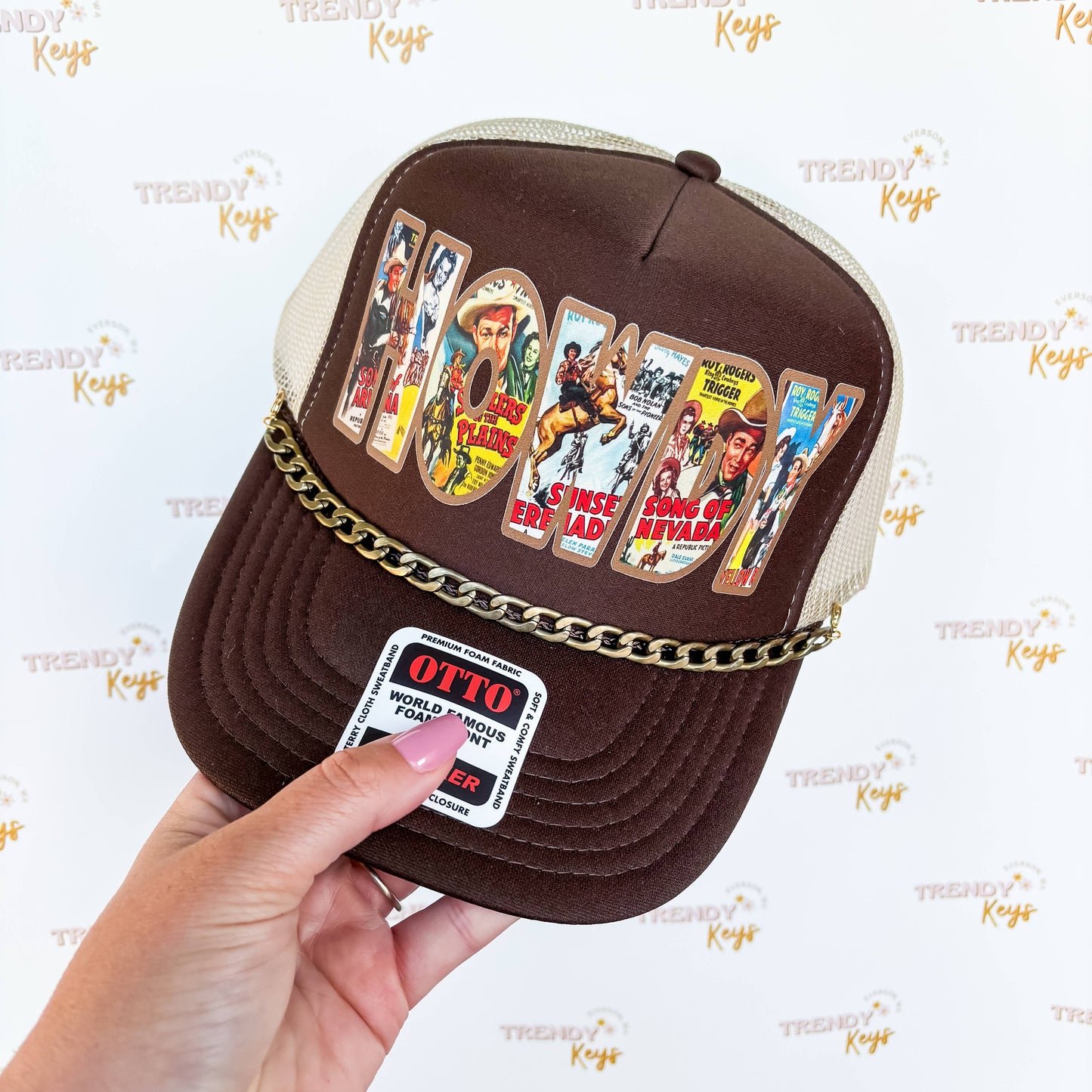 Vintage Cowboy Howdy Premade Trucker Hat: With Chain