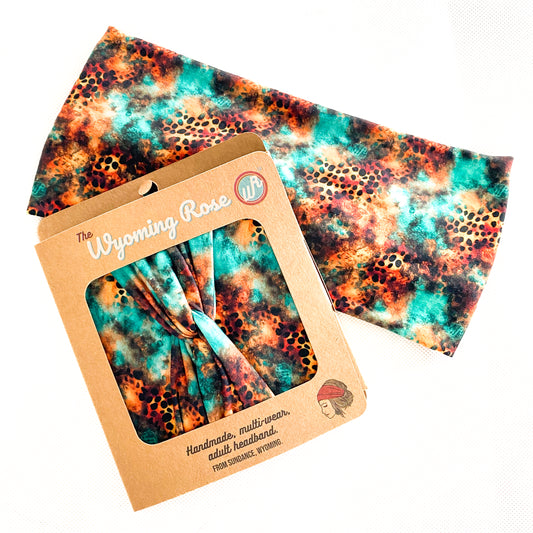 Turquoise Leopard Headband