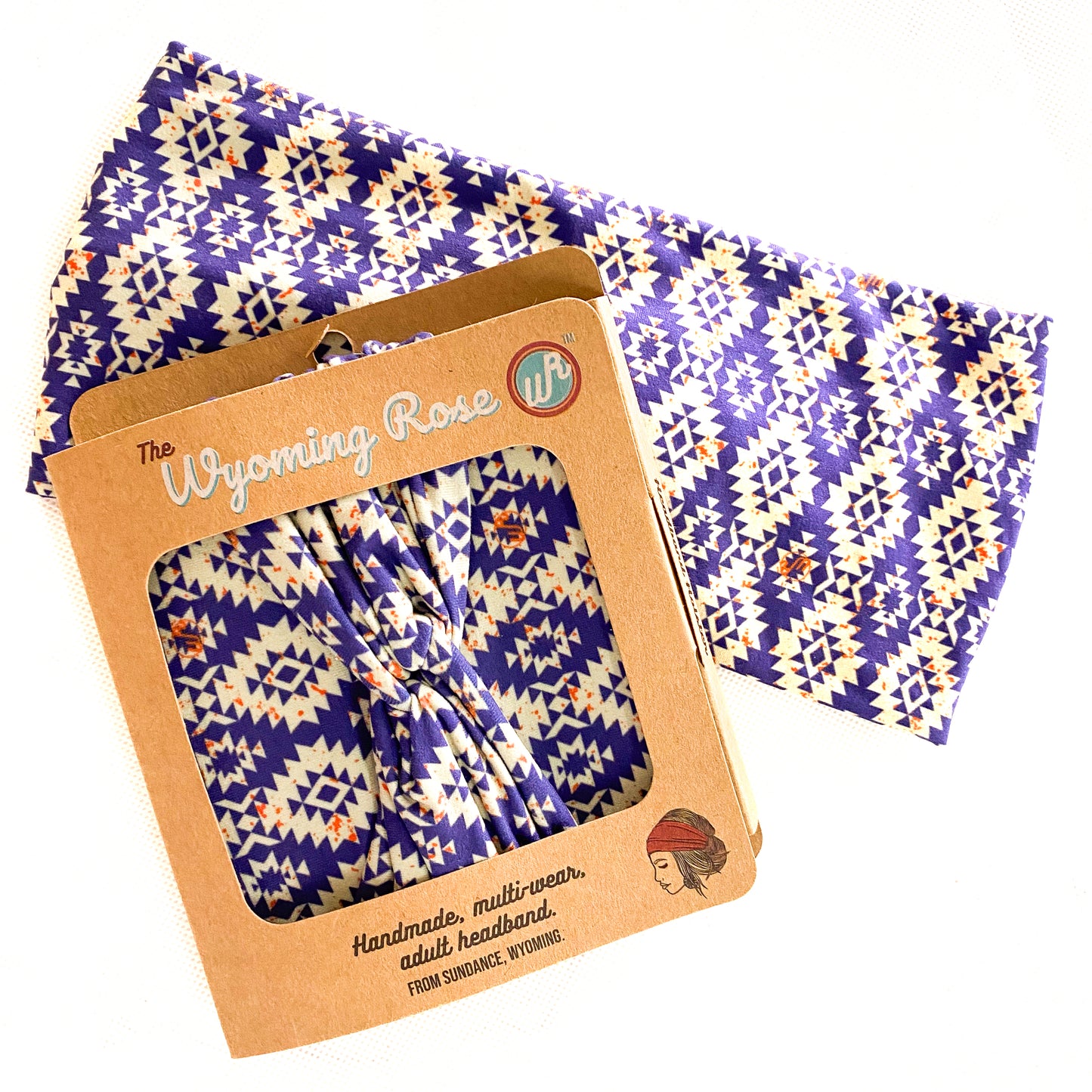 Navy Distressed Aztec Headband