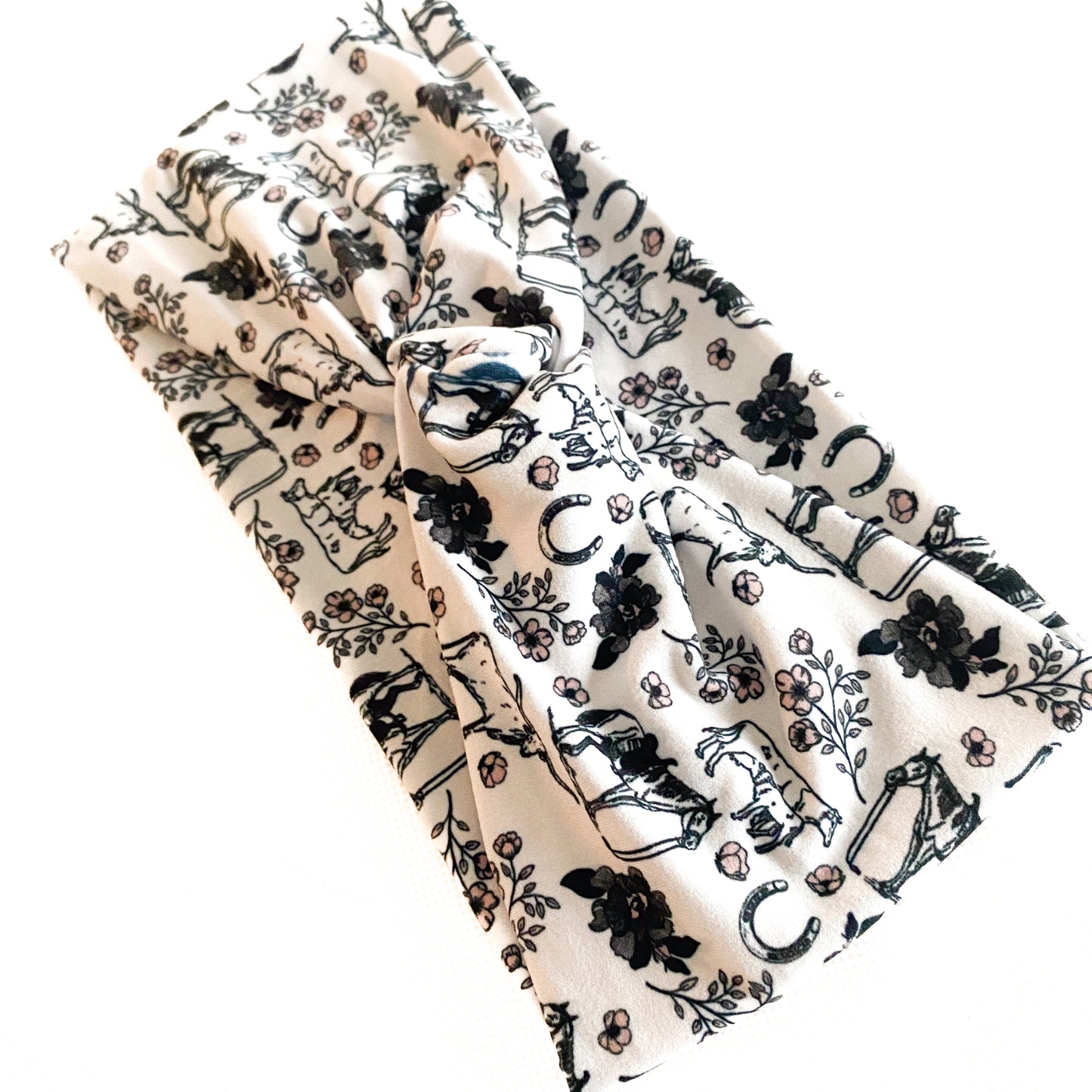 Floral Horse Toile Ivory Headband