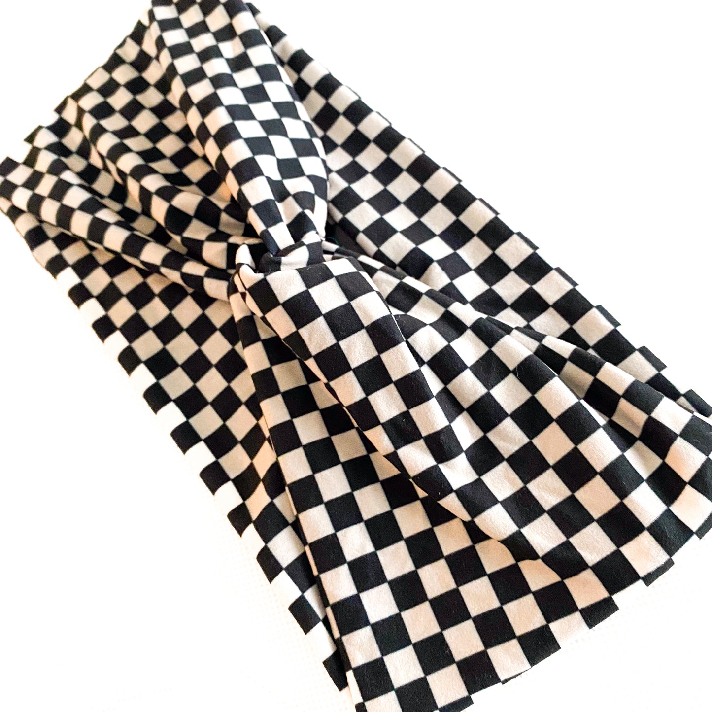 Checkered Cream and Black Headband