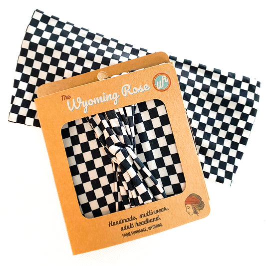 Checkered Cream and Black Headband