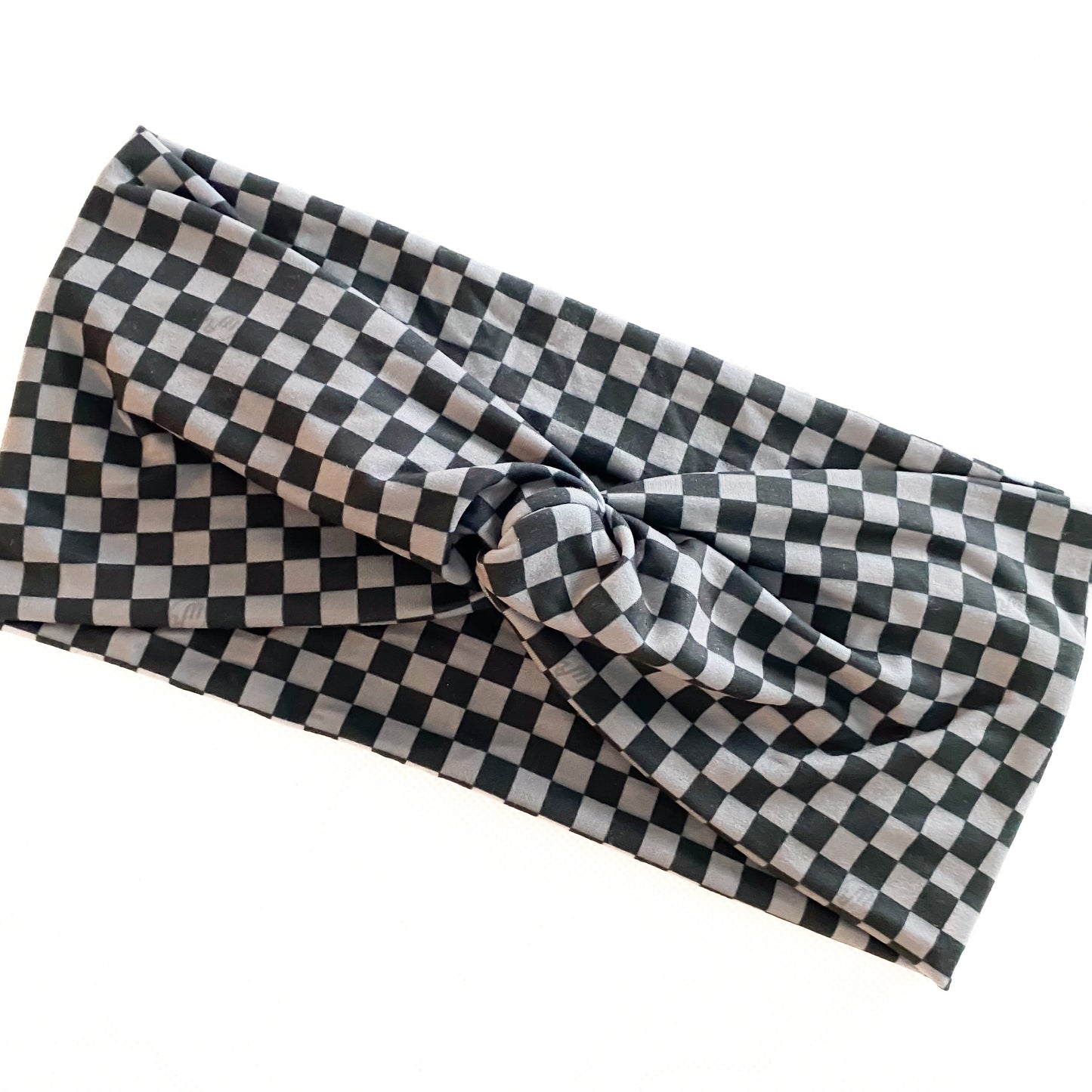 Checkered Gray and Black Headband