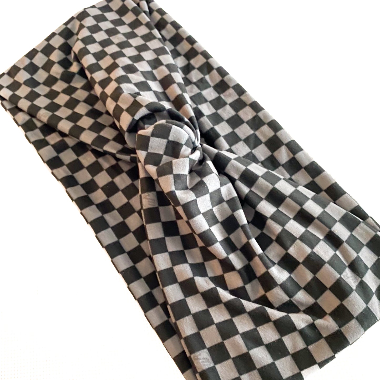 Checkered Gray and Black Headband
