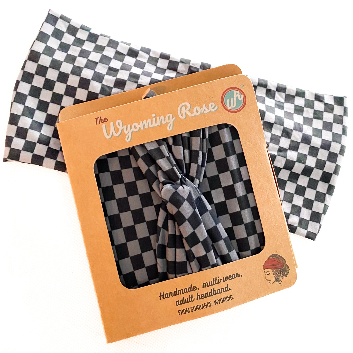 Checkered Gray and Black Headband