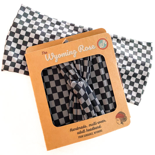 Checkered Gray and Black Headband