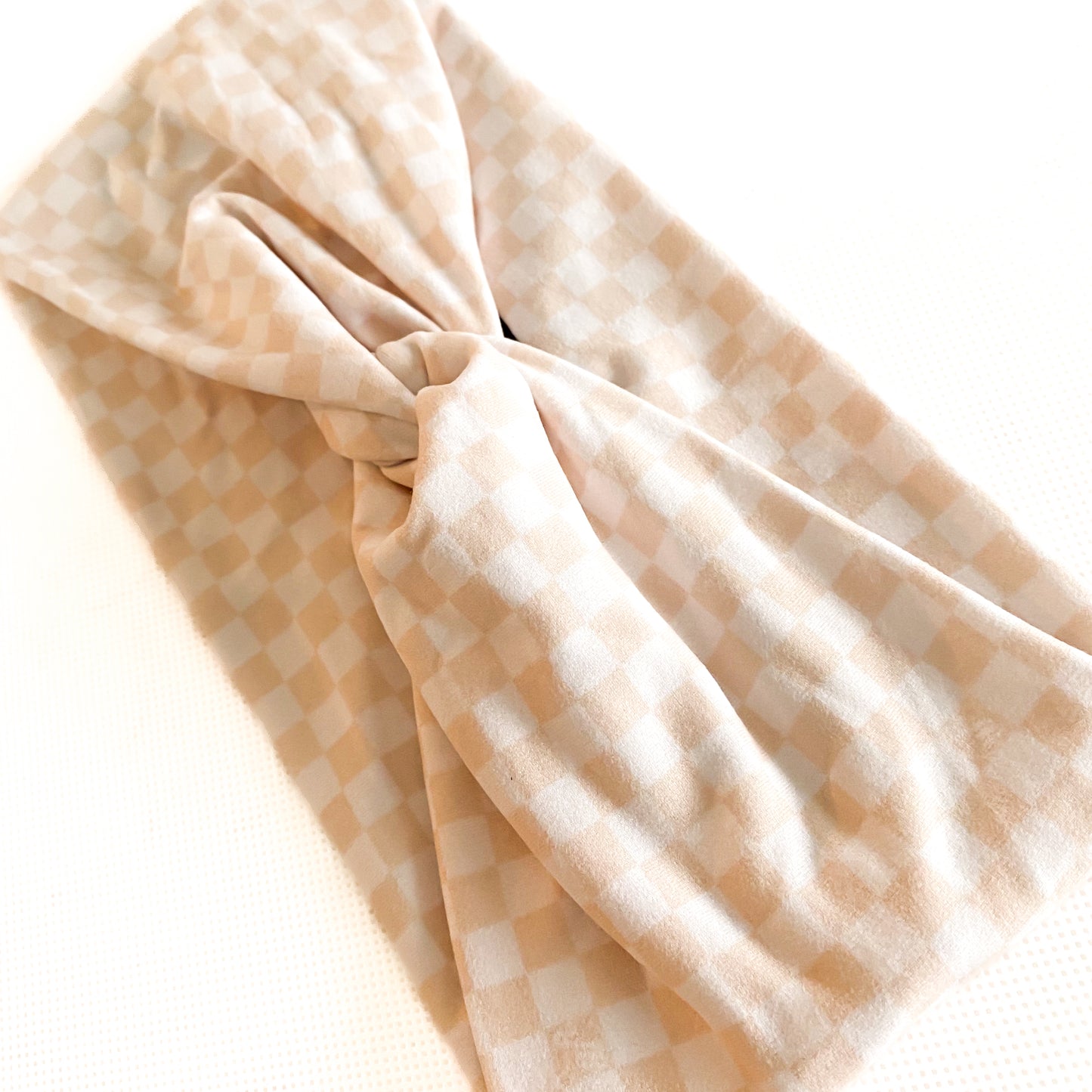 Checkered Cream Headband
