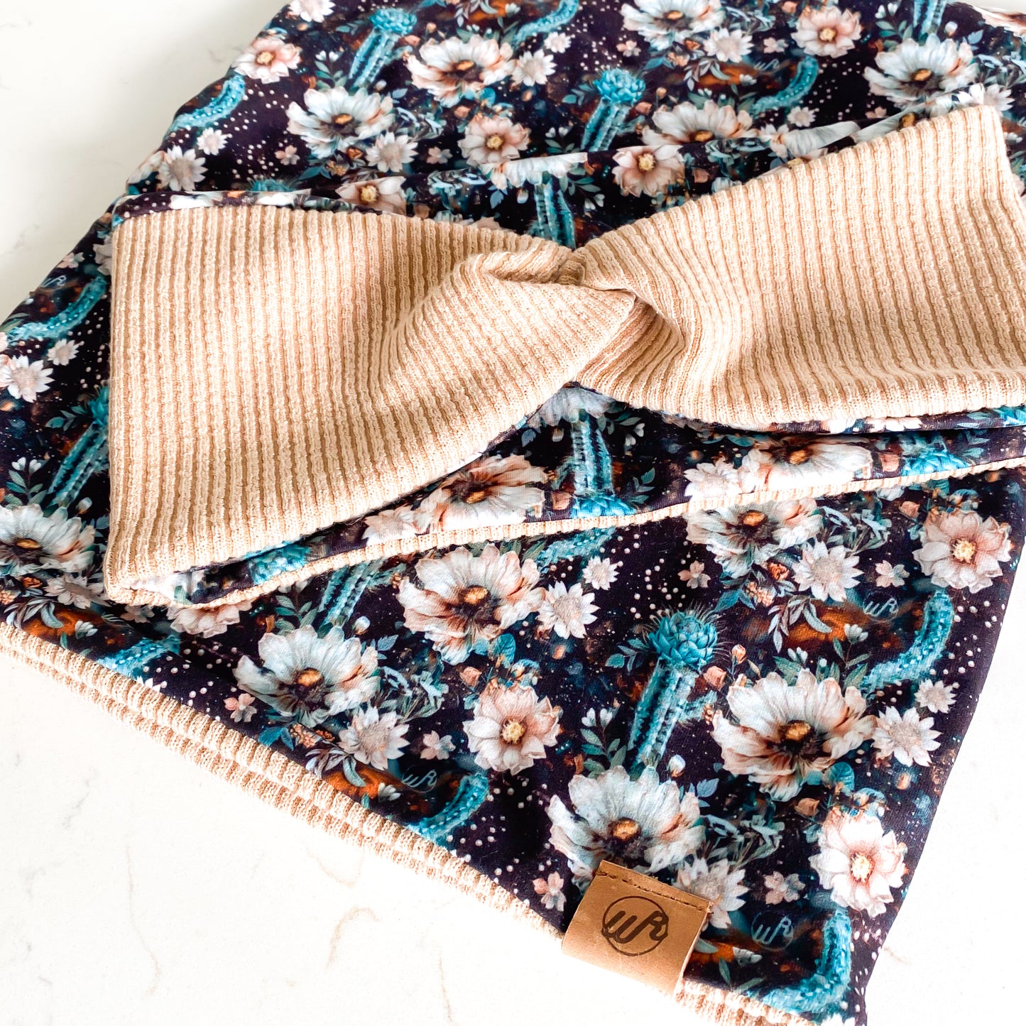 Cactus Floral Meadows and Tan Koozie Set