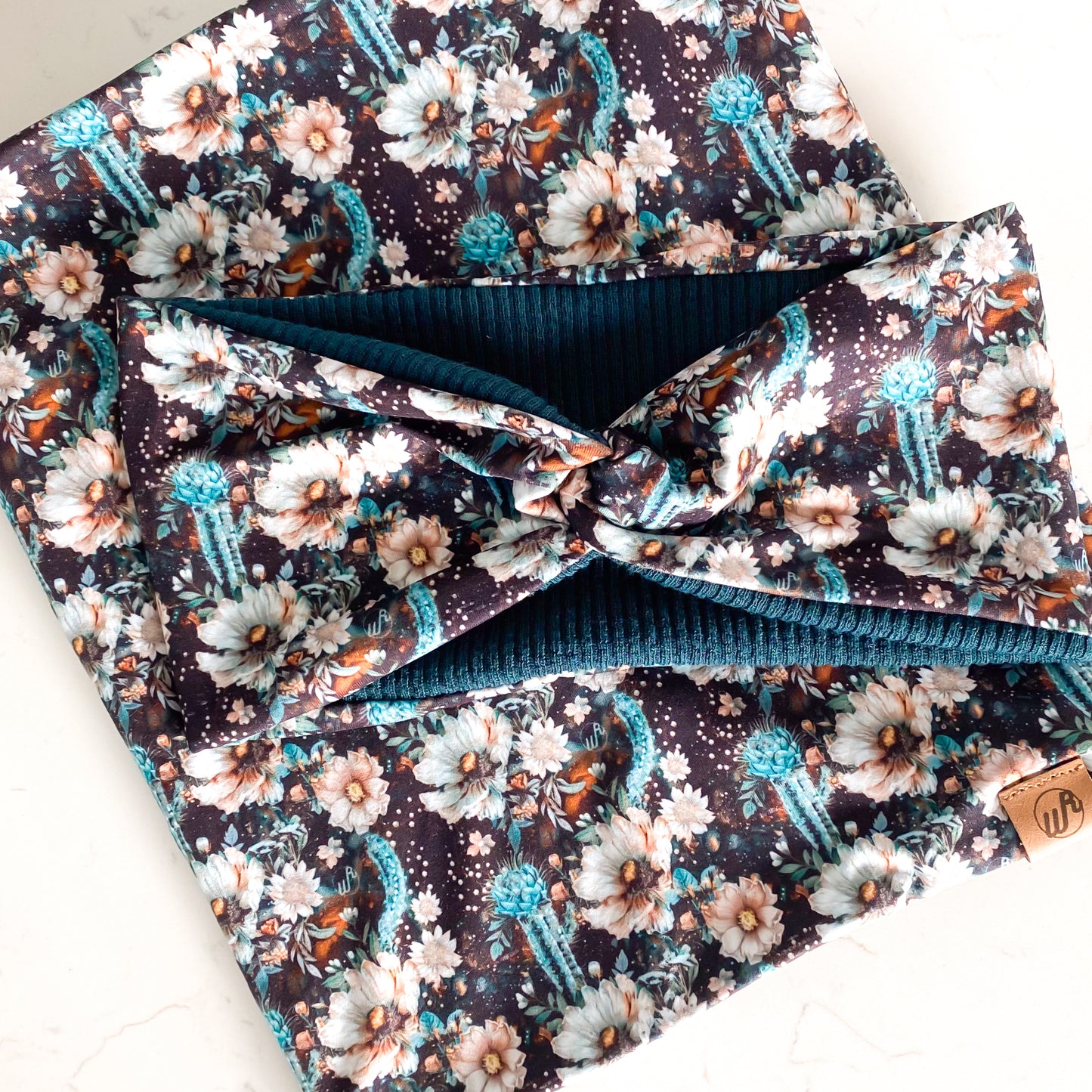 Cactus Floral Meadows and Teal Koozie Set