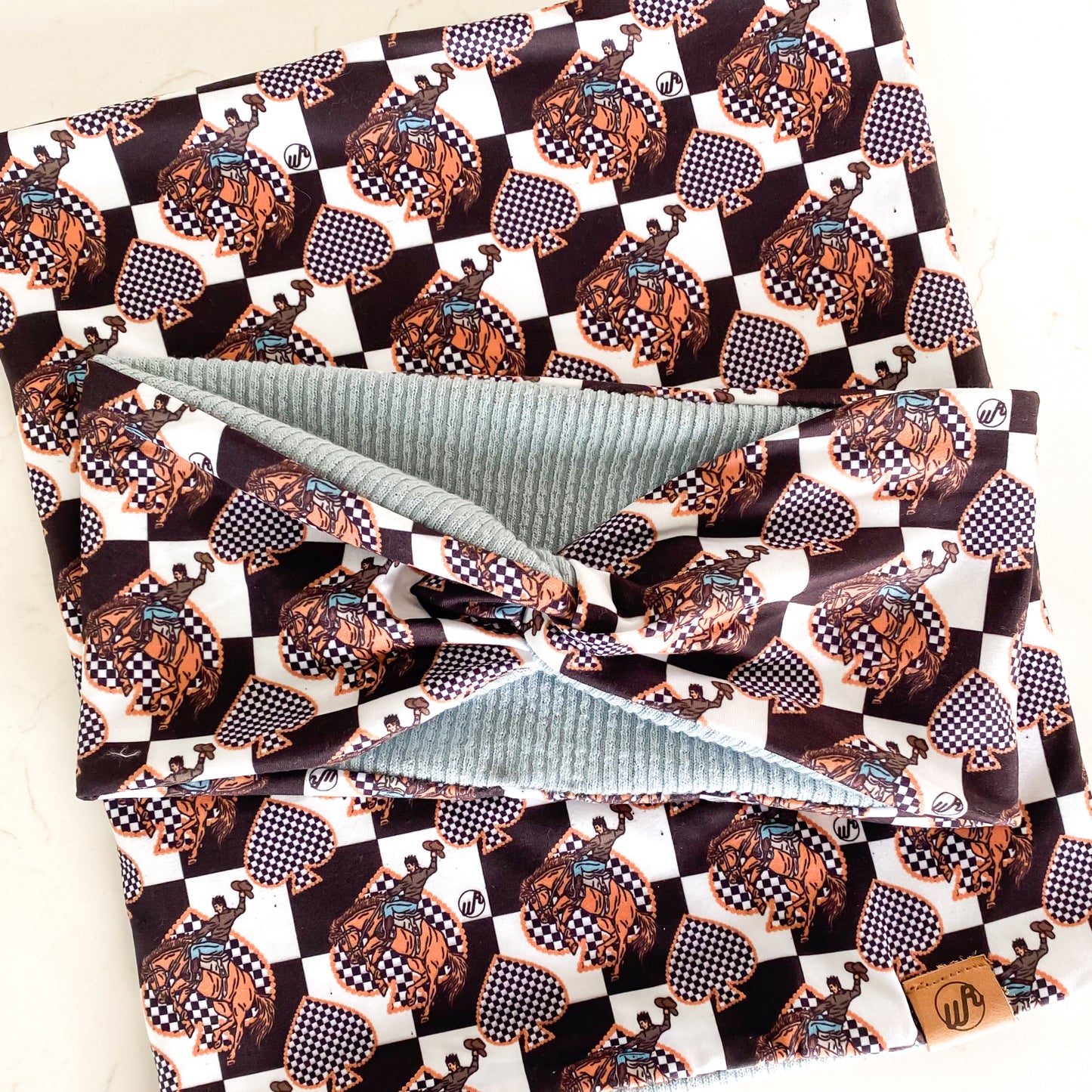 Checkered Rodeo and Baby Blue Koozie Set