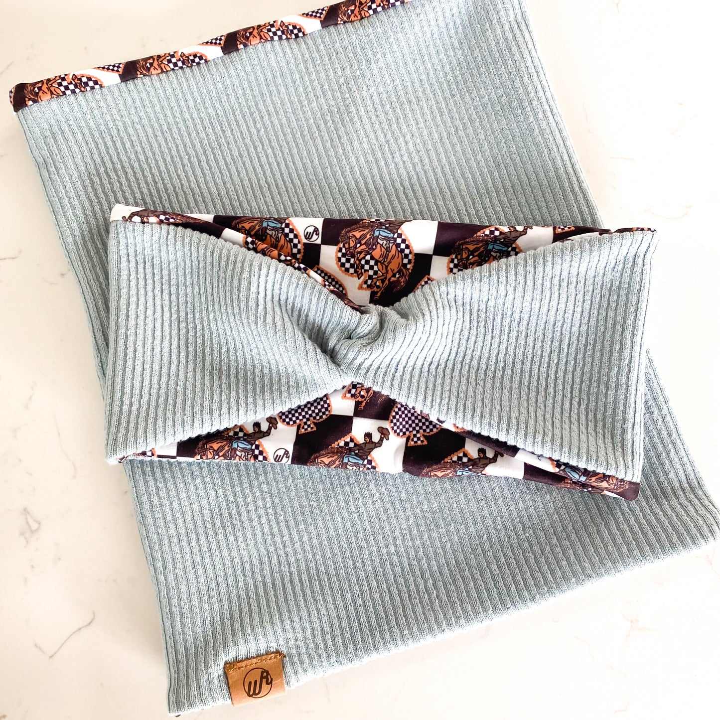 Checkered Rodeo and Baby Blue Koozie Set