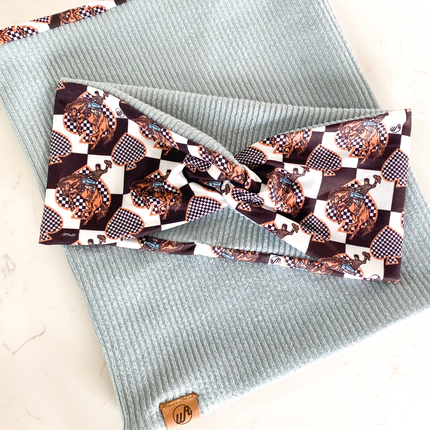 Checkered Rodeo and Baby Blue Koozie Set
