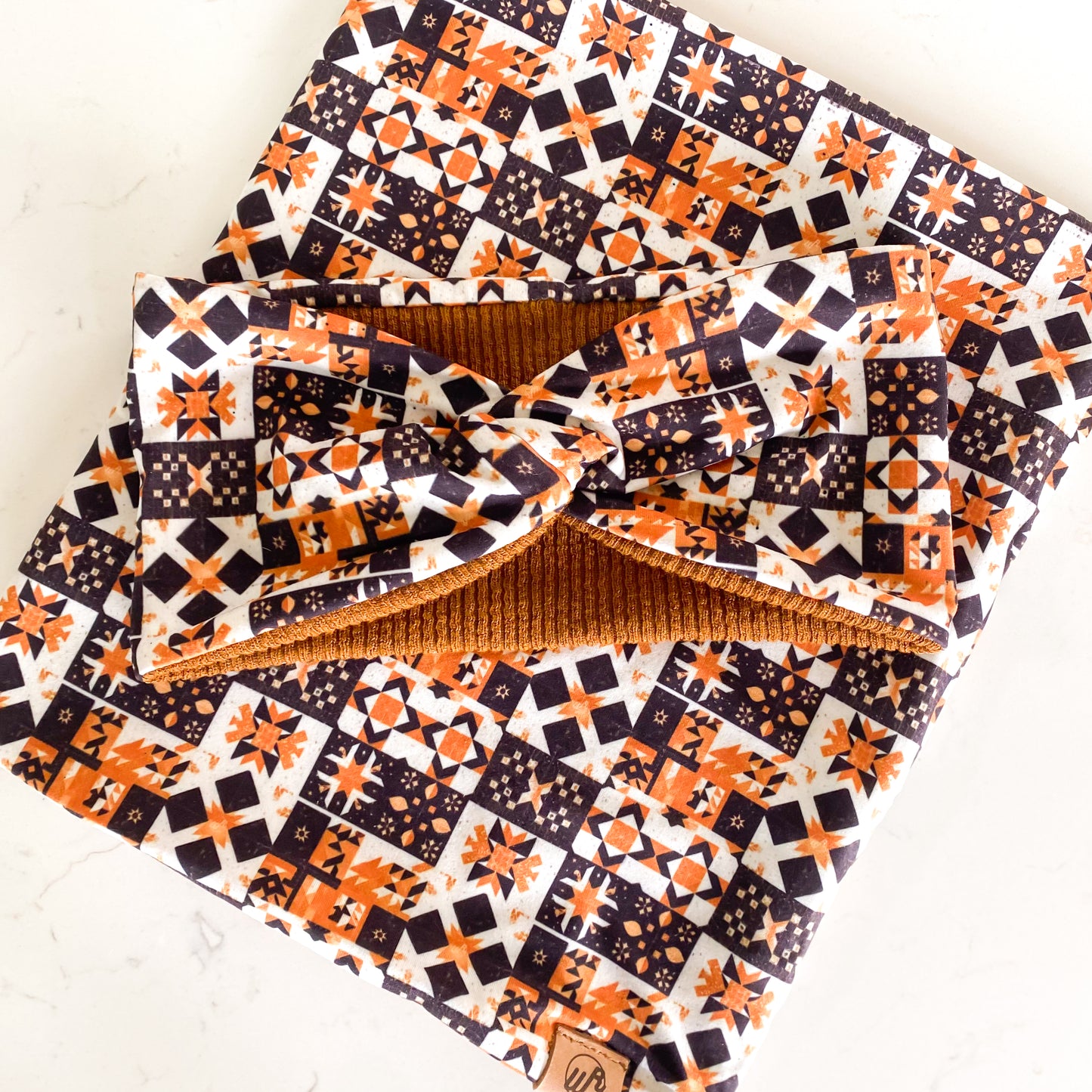 Earthy Patchwork and Rust Koozie Set