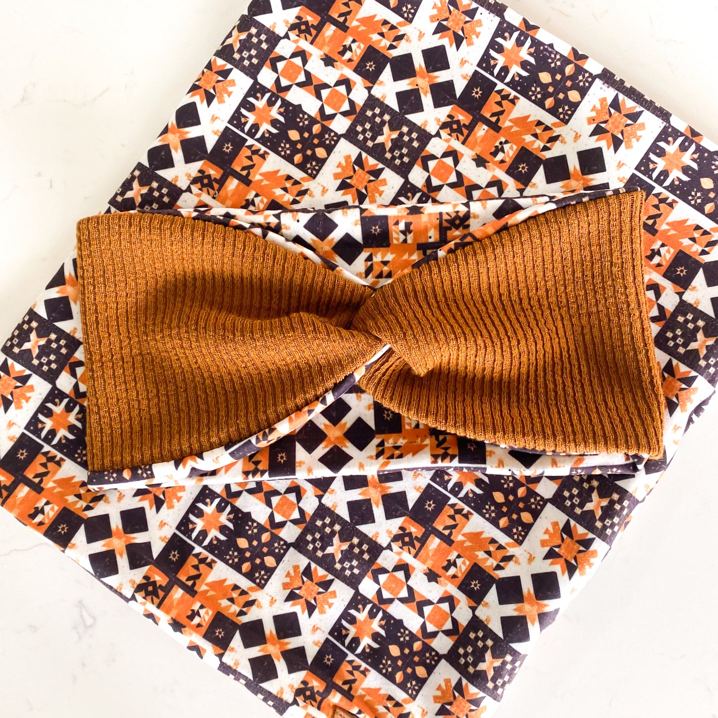 Earthy Patchwork and Rust Koozie Set