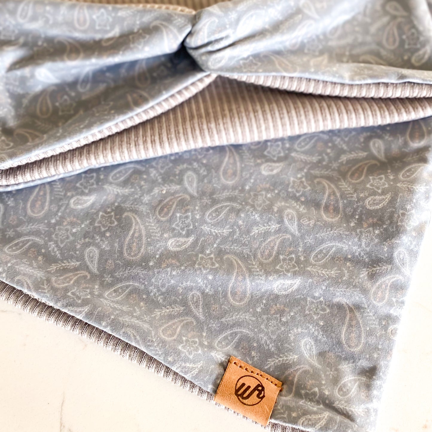 Paisley Duskt and Gray Strip Koozie Set
