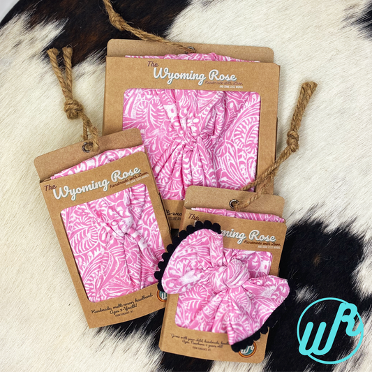Tooled Leather Pink Headband