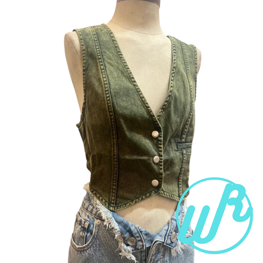 Olive Denim Vest