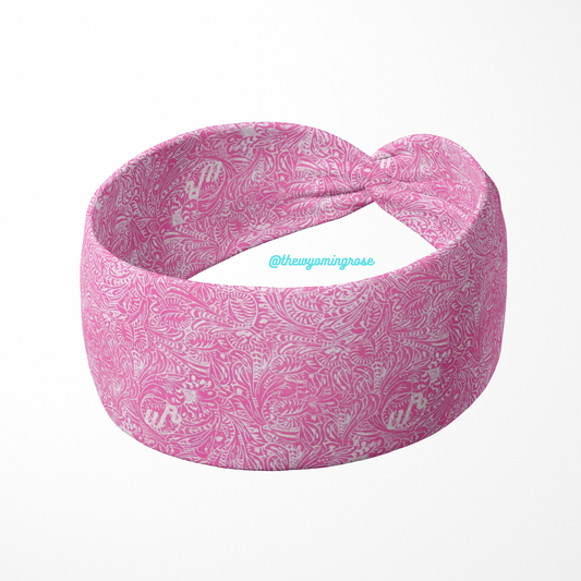 Tooled Leather Pink Headband