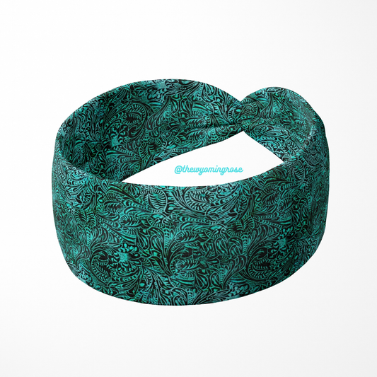 Tooled Leather Turquoise Headband