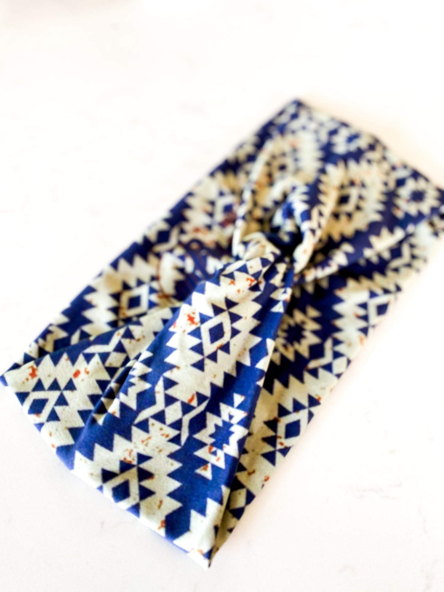 Navy Distressed Aztec Headband