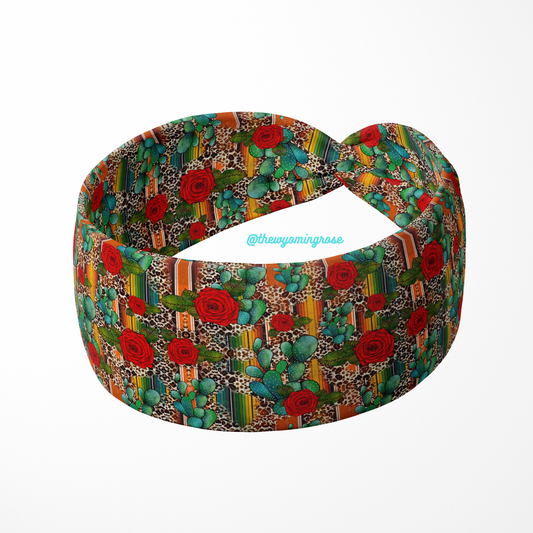 Cactus Serape Rose Headband