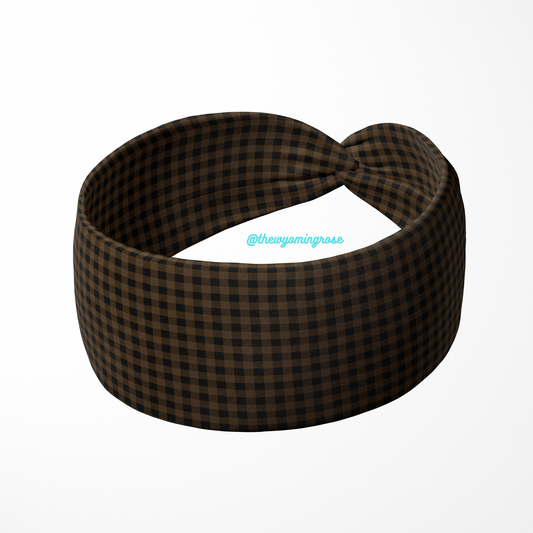 Plaid Brown and Black Headband