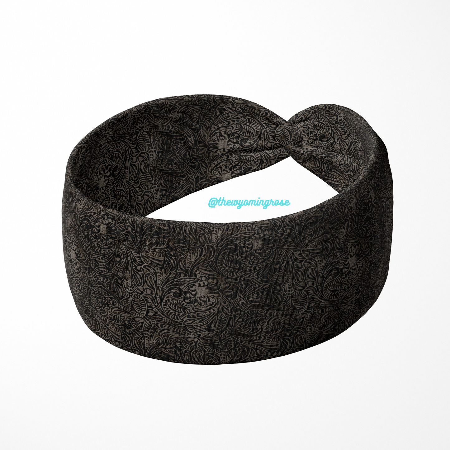 Tooled Leather Black Headband
