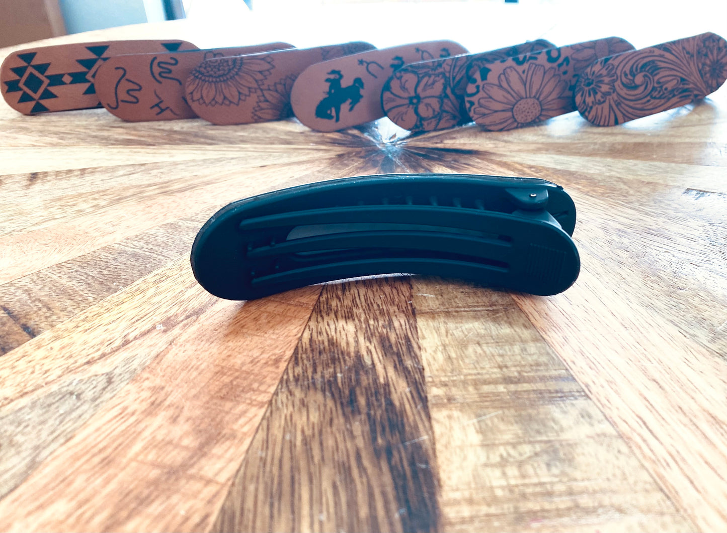 Tooled Leather Flat Leather Clip