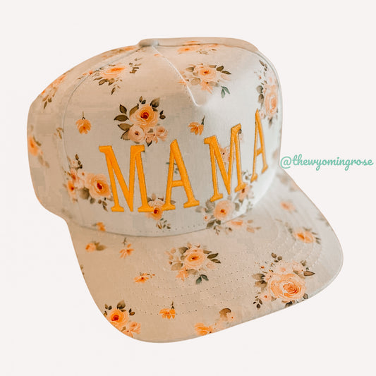Floral MAMA Flat brimmed Hat