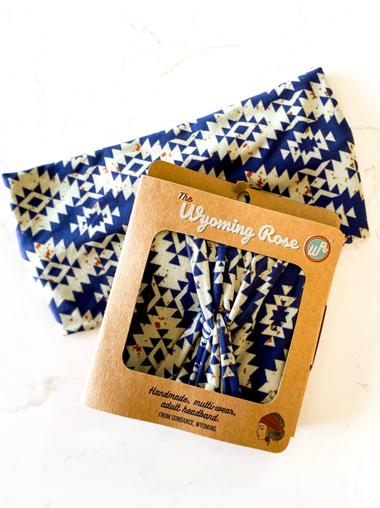 Navy Distressed Aztec Headband