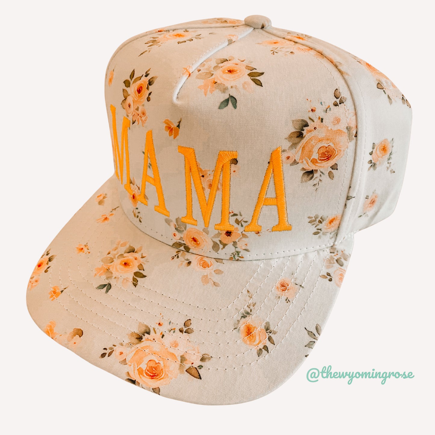 Floral MAMA Flat brimmed Hat