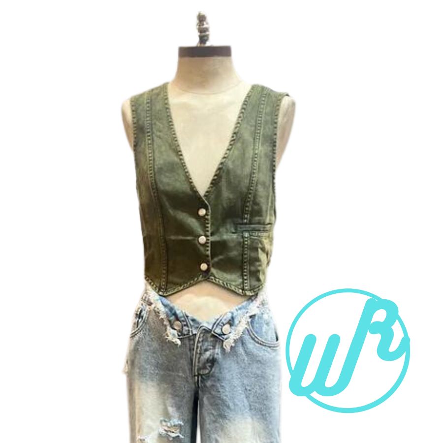 Olive Denim Vest