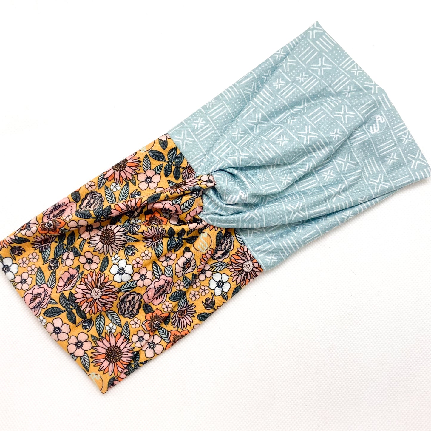 Retro Floral/Blue MudCloth