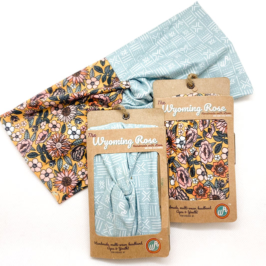 Retro Floral/Blue MudCloth