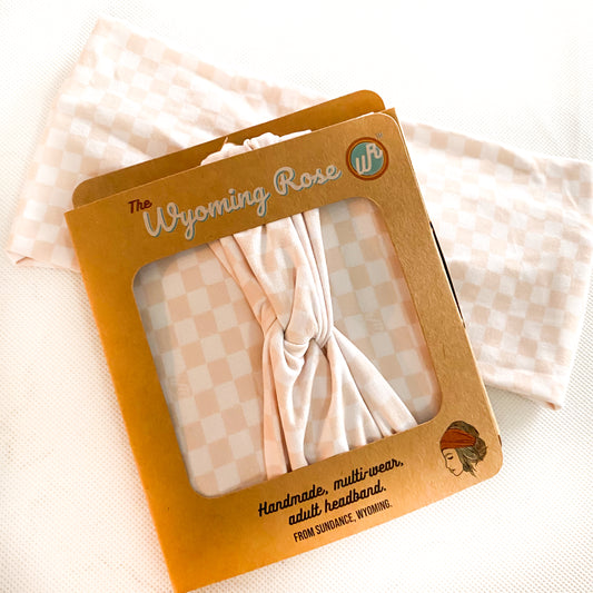 Checkered Cream Headband