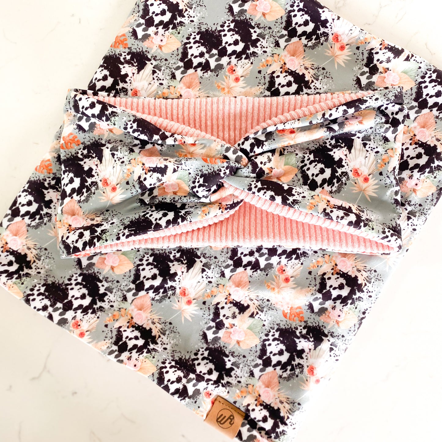 Boho Floral Cow and Pink Koozie Set