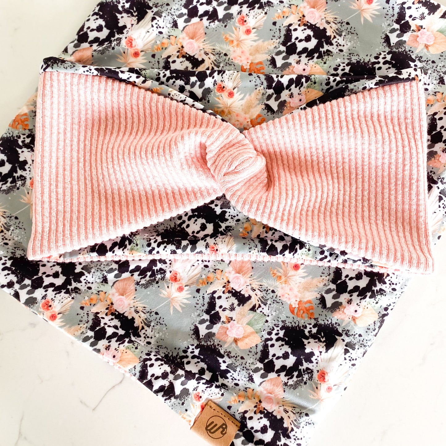 Boho Floral Cow and Pink Koozie Set