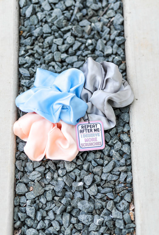 Oversized Silk Scrunchies Set - Repeat After Me (Blue)