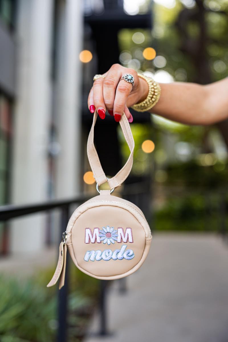 Mom Mode Embroidered Wristlet
