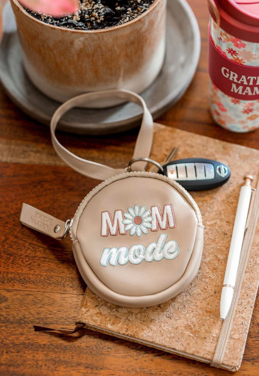 Mom Mode Embroidered Wristlet
